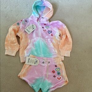 Hatley Pastel Tie-Dye Hoodie and Shorts Set